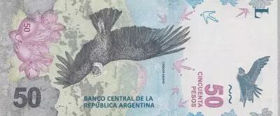 Argentina 50 Pesos Condor - Mountain 2018 (vertical format)