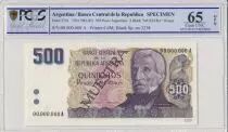 Argentina 500 Pesos Argentinos , G San Martin  - 1983 - Spécimen - PCGS 65 OPQ