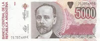 Argentina 5000 Australes - Juarez Celman - Liberty - 1989 - 1991 - Series C