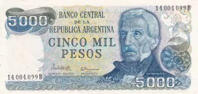 Argentina 5000 Pesos - Gen. San Martin - ND (1977-1983) - Serial B - P.305b