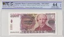 Argentina 5000 Pesos Argentinos , J B Alberdi  - 1984 - Sp�cimen - PCGS 64 OPQ