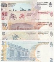 Argentina Set of 2, 5, 10, 20, 50 Pesos - 2012-2016