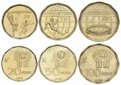Coin Argentina Set of 3 coins 20 to 100 Pesos - FIFA World Cup - 1978