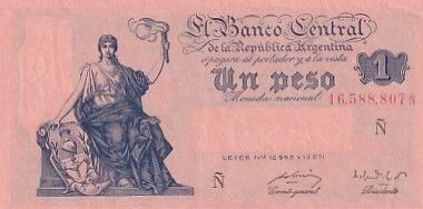 Argentine 1 Peso - Effigie du progr�s - Armoiries argentines - 1951 - S�rie N