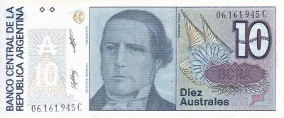 Argentine 10 Australes - Santiago Derqui - 1987-1989 - S�rie C