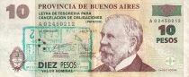 Argentine 10 Pesos Patac&oacute;n - Bon du tr&eacute;sor Buenos Aires - S&eacute;rie A - Surcharge verte