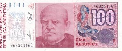 Argentine 100 Australes - Domingo F. Sarmiento - 1989-1990 - S�rie C