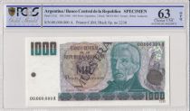 Argentine 1000 Pesos Argentinos , G San Martin  - 1983 - Spécimen - PCGS 63 OPQ