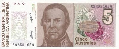 Argentine 5 Australes - Jos� de San Mart�n - 1986-1987 - S�rie A