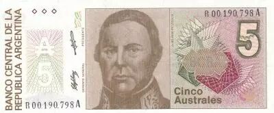 Argentine 5 Australes - Justo Jose De Urquiza - 1987-1989 - S�rie de remplacement