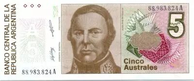 Argentine 5 Australes S. Derqui - Libert� - 1985/89 - S�rie A