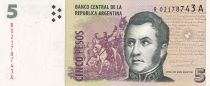 Argentine 5 Pesos - J. San Martin - Monument - ND (1996-2003) - Série R de remplacement - P.347r