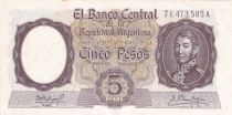 Argentine 5 Pesos - José De San Martin - ND (1960-1962) - Série A - P.275