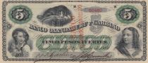 Argentine 5 Pesos Banco Oxandaburu y Garbino - 1869