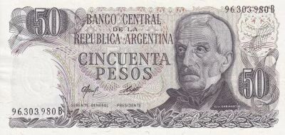 Argentine 50 Pesos - Gral. San Martin - 1977 - S�rie B