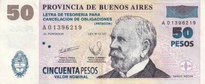 Argentine 50 Pesos \'Patac�n\' - Bon du tr�sor de Buenos Aires - S�rie A