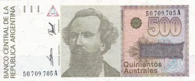 Argentine 500 Australes - Nicol�s Avellaneda - ND (1988-1990) - S�rie A