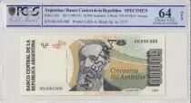 Argentine 50000 Australes , L Saenz Pena  - 1989 - Spécimen - PCGS 64 OPQ