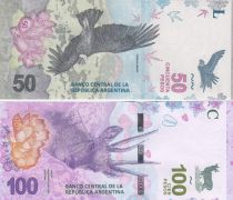 Argentine Lot 50 Pesos Condor et 100 Pesos Taruca  -  2018 (format vertical) - Neuf
