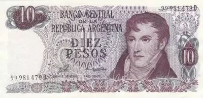 Argentinien 10 Pesos - General. Manuel  Belgrano - 1973 - Serial D
