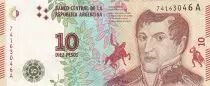 Argentinien 10 Pesos - J. San Martin - Bolivar, Mendoza, Artigas - 2015 - Serial A - P.360