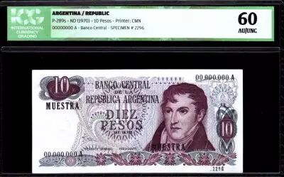 Argentinien 10 Pesos M. Belgrano - Iguazu Waterfall - 1970 - ICG AU/UNC60