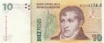 Argentinien 10 Pesos M. Belgrano - Monument at Rosario - Serial N  - 2014