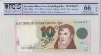 Argentinien 10 Pesos Manuel Belgrano - 1992 - Sp�cimen - PCGS 66 OPQ