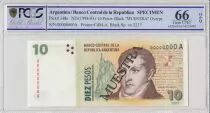 Argentinien 10 Pesos Manuel Belgrano - 1998 - Sp�cimen - PCGS 66 OPQ