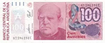 Argentinien 100 Australes D. F. Sarmiento - Liberty - 1990 - Serial C
