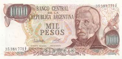 Argentinien 1000 Pesos - Gen. San Martin - ND (1979-1980) - Serial F