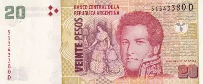 Argentinien 20 Pesos - Juan Manuel De Rosas - Boats - ND (2003) - Serial D - P.355