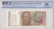 Argentinien 5  Australes , J de Urquiza  - 1985 - Sp�cimen - PCGS 66 OPQ