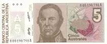 Argentinien 5 Australes - Justo Jose De Urquiza - 1987-1989 - Serial of replacement