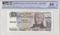 Argentinien 5 Pesos Argentinos , G San Martin  - 1983 - Sp&eacute;cimen - PCGS 64 OPQ
