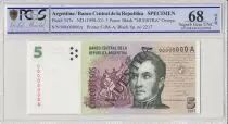Argentinien 5 Pesos Jose de San Martin - 1998 - Specimen - PCGS 68 OPQ