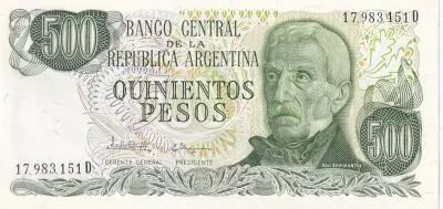 Argentinien 500 Pesos - J. San Martin - Cerro de la gloria - ND (1982) - Serial D