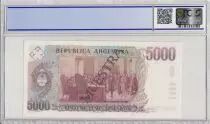Argentinien 5000 Pesos Argentinos , J B Alberdi  - 1984 - Sp&eacute;cimen - PCGS 64 OPQ