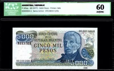 Argentinien 5000 Pesos J. San Martin - Mar del Plata - 1977 - ICG AU/UNC60