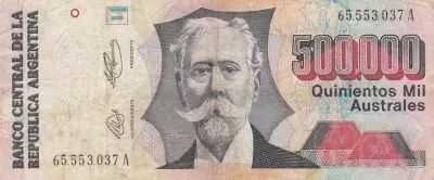 Argentinien 500000 Australes - M. Manuel Quitana  - 1991 - Serial A