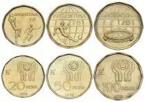 Argentinien Set of 3 coins 20 to 100 Pesos - FIFA World Cup - 1978