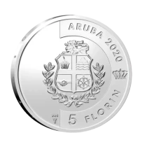 Aruba 5 Florin - Argent BE - Coloris&eacute;e Blenchi (Colibri) - 2020