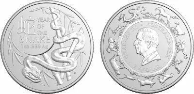 Australia  1 Dollar Charles III - Year of the snake - 1 Oz Silver 2025