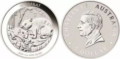 Australia 1 Dollar Charles III - Wombat 1 Oz 2024