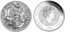 Australia 1 Dollar Dragons -  1 Oz Silver 2021