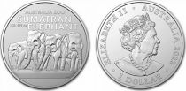 Australia 1 Dollar Elizabeth II - Sumatran Elephants -  1 Oz Silver 2022