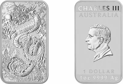 Australia 1 Ounce Silver Rectangle - Dragon 2023
