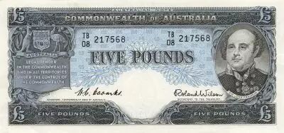 Australia 5 Pounds  - Sir John Franklin - ND (1954-1959) - P.31