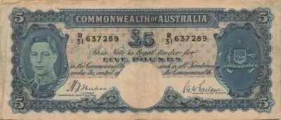 Australia 5 Pounds - George VI - ND (1939) - P.27a