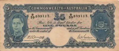 Australia 5 Pounds - George VI - ND (1941) - P.27b